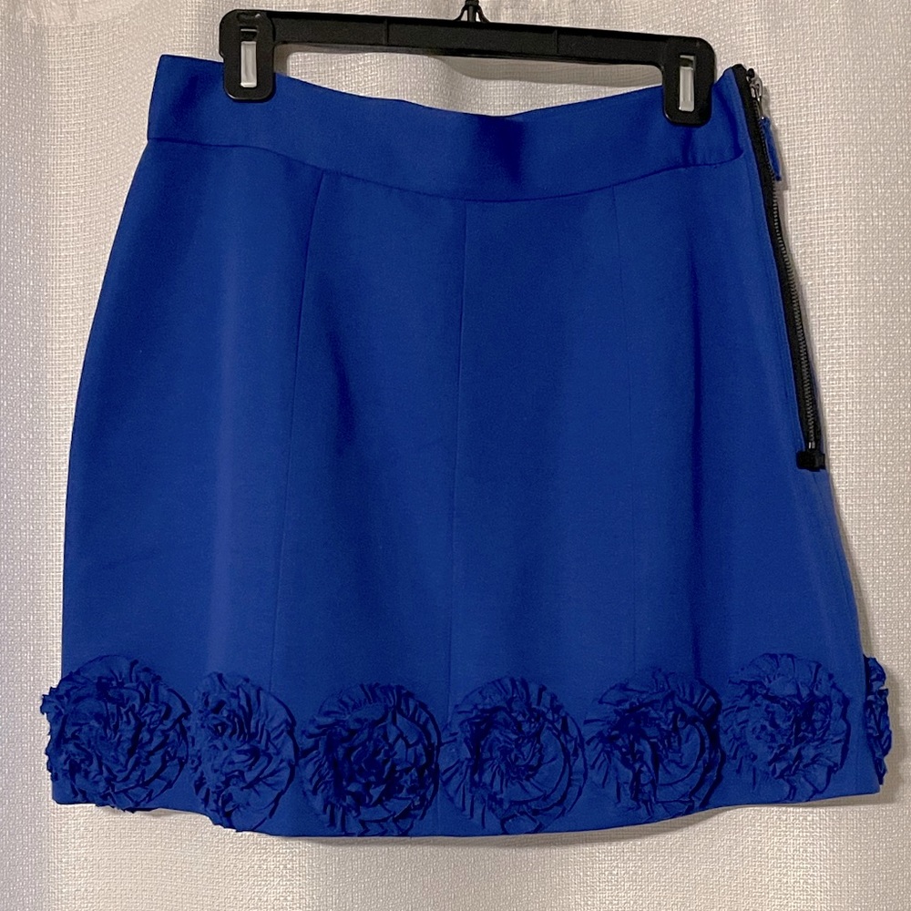 Royal Blue Skirt with Floral Appliqué